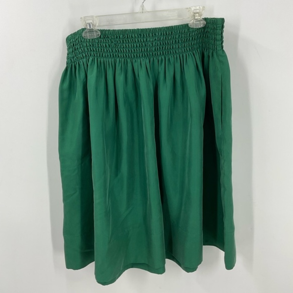 Talbots 100% silk smocked waist circle skirt L
